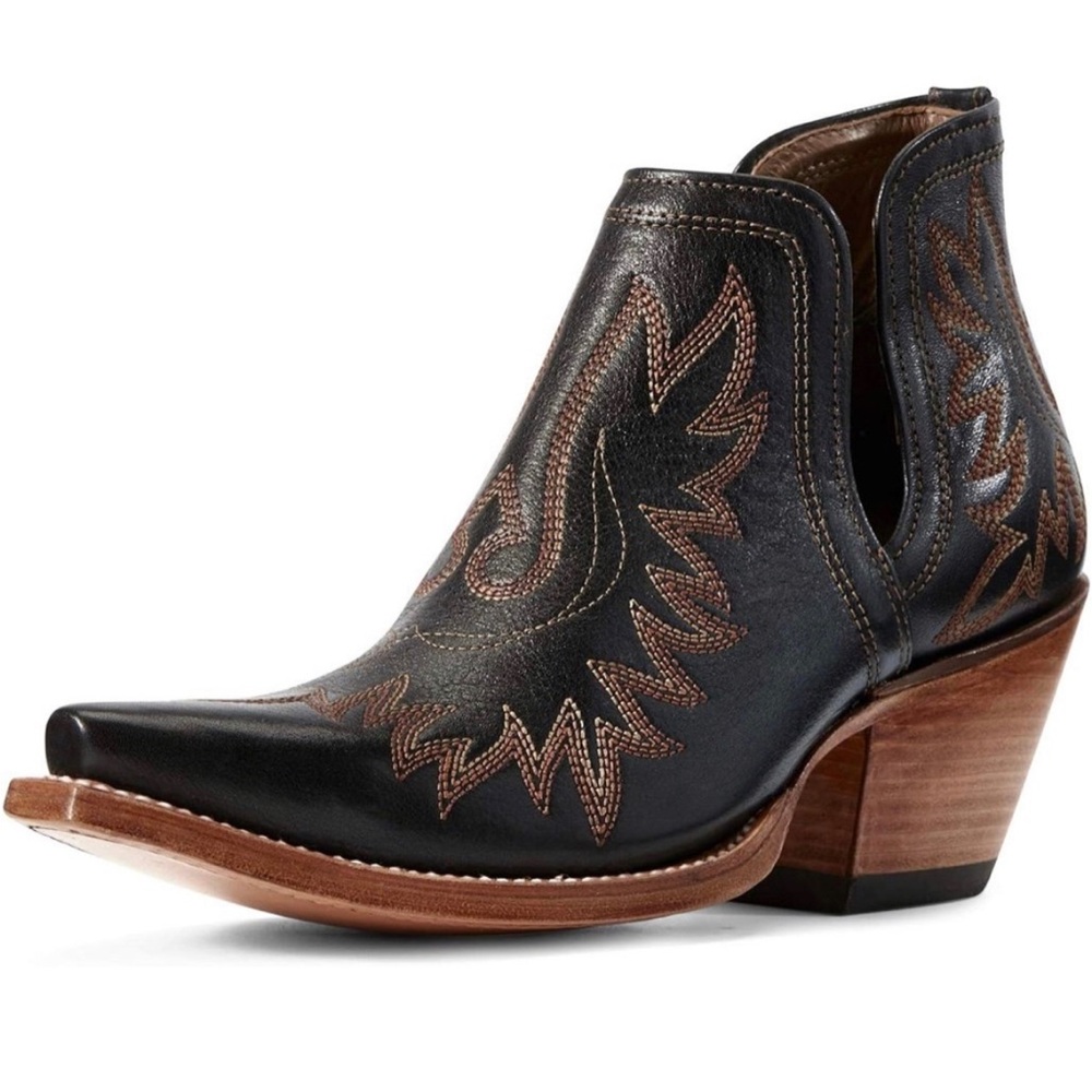 Ariat Black and Brown Western Ankle Booties
